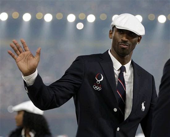 Kobe Bryant looks jaunty in his Ralph Lauren opening ceremony uniform.